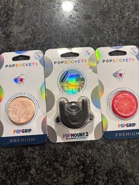 PopSocket PopGrip & PopMount 2 Set - Black, Pink, Peach